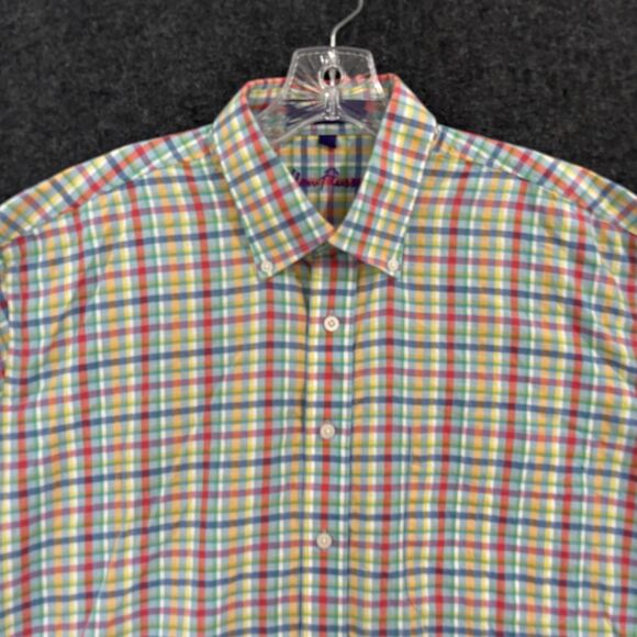 Alan Flusser Shirt Men's Large Multicolor Plaid Button Down Cotton Pocket Casual - Picture 3 of 9